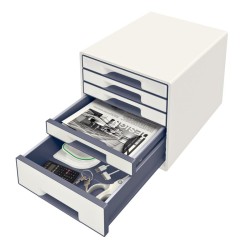 LEITZ Zásuvkový box WOW CUBE, 5 zásuvek, bílá/šedá
