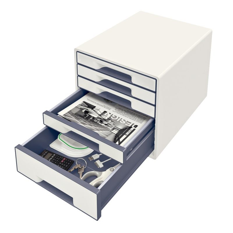 LEITZ Zásuvkový box WOW CUBE, 5 zásuvek, bílá/šedá