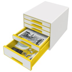LEITZ Zásuvkový box WOW CUBE, 5 zásuvek, bílá/žlutá