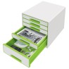 LEITZ Zásuvkový box WOW CUBE, 5 zásuvek, bílá/zelená
