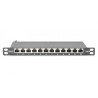 DIGITUS CAT 6A, propojovací panel třídy EA, stíněný, 12 portů, 0,5U, 10 ", černý