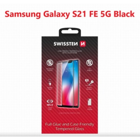 SWISSTEN OCHRANNÉ SKLO SAMSUNG GALAXY S21 FE 5G ČERNÉ
