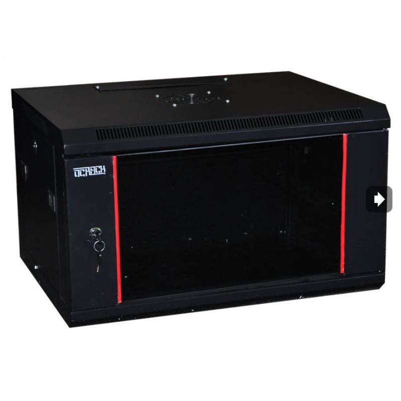 OCRACK 19" OCC-04U-45SBK rozvaděč nástěnný 4U/450mm celoskleněné dveře BLACK