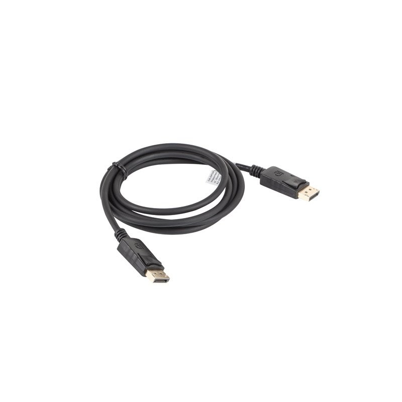 LANBERG připojovací kabel DisplayPort 1.2 M/M, 4K@60Hz, délka 1,8m, černý, se západkou, zlacené konektory