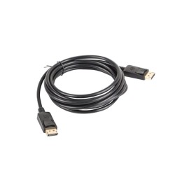 LANBERG připojovací kabel DisplayPort 1.2 M/M, 4K@60Hz, délka 3m, černý, se západkou, zlacené konektory