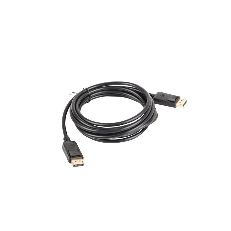 LANBERG připojovací kabel DisplayPort 1.2 M/M, 4K@60Hz, délka 3m, černý, se západkou, zlacené konektory