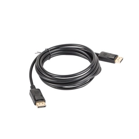 LANBERG připojovací kabel DisplayPort 1.2 M/M, 4K@60Hz, délka 3m, černý, se západkou, zlacené konektory