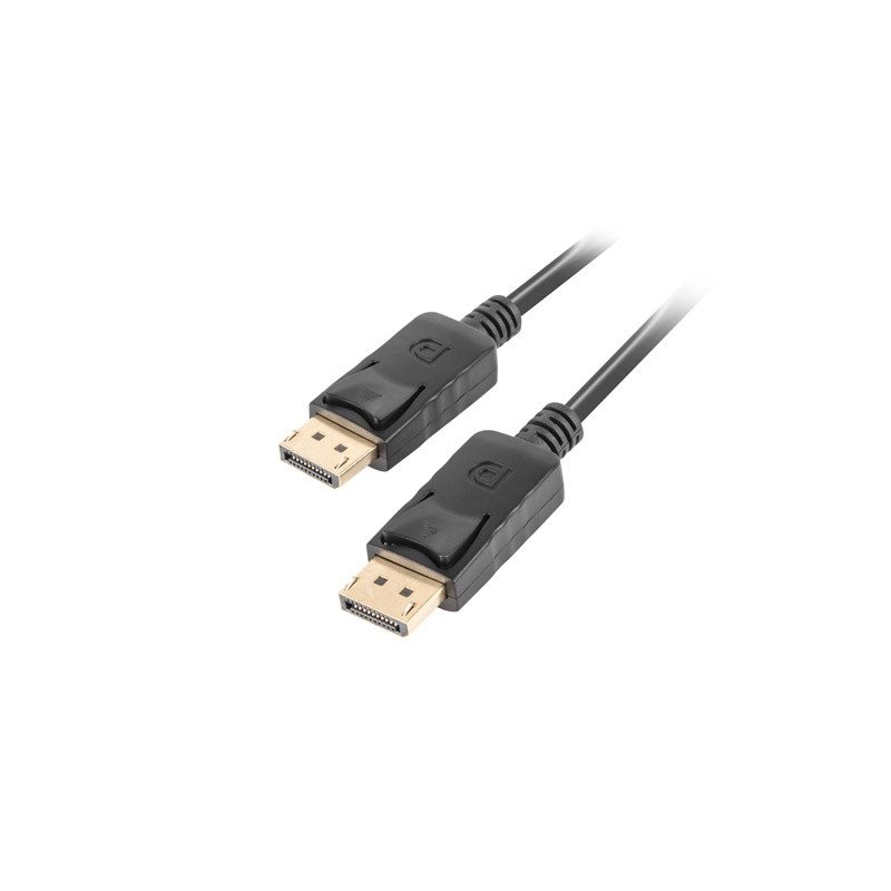 LANBERG připojovací kabel DisplayPort 1.2 M/M, 4K@60Hz, délka 0,5m, černý, se západkou, zlacené konektory