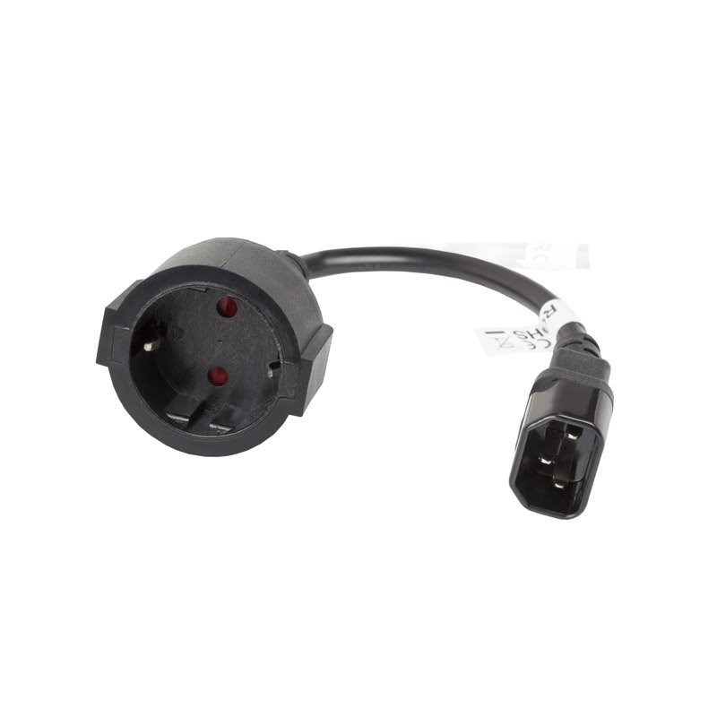 LANBERG IEC 320 C14 na SCHUKO(F) adaptér kabel pro UPS 20CM černý