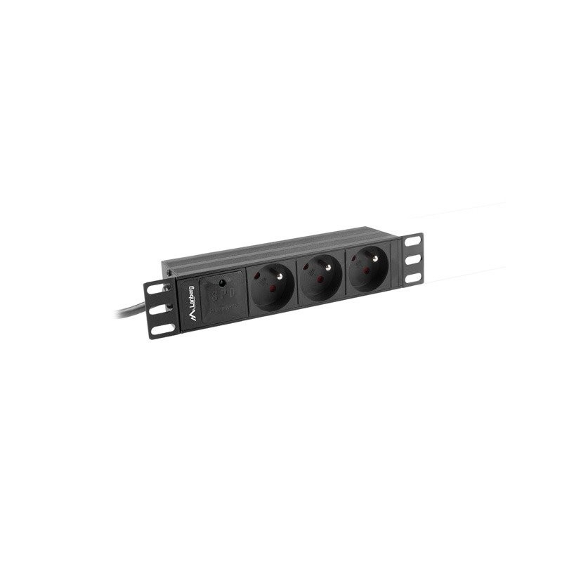 Lanberg Power Distribution Unit (PDU) 10" Lanberg 1U 16A 2M 3X French Outlets Black