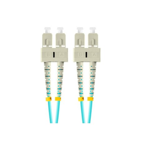 LANBERG optický patch cord MM SC/UPC-SC/UPC duplex 2m LSZH OM3 50/125 průměr 3mm, barva cyan