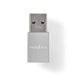 Nedis CCGB60925GY - USB-C Adaptér| USB 3.2 Gen 1 | USB-A Zástrčka | USB-C Zásuvka | 5 Gbps | Kulatý | Poniklované