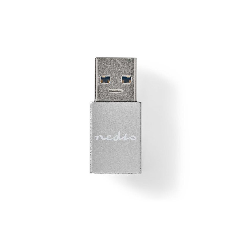 Nedis CCGB60925GY - USB-C Adaptér| USB 3.2 Gen 1 | USB-A Zástrčka | USB-C Zásuvka | 5 Gbps | Kulatý | Poniklované