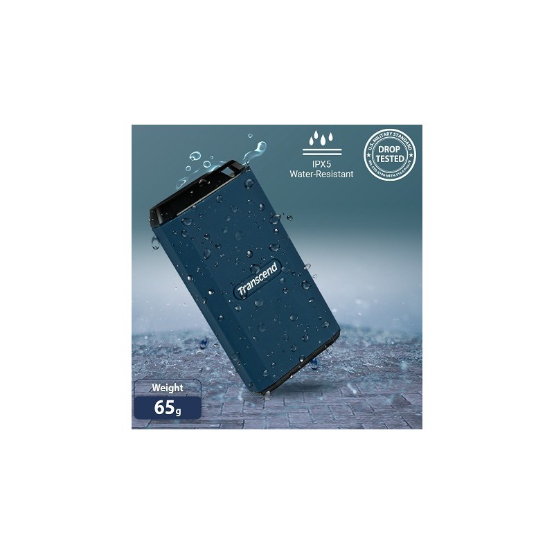 Transcend ESD410C 2TB, USB 20Gbps Type C, Externí odolný SSD disk (3D NAND flash), 2000MB/R, 2000MB/W, modrý