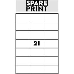 SPARE PRINT PREMIUM Samolepicí etikety bílé, 100 archů A4 v krabici (1arch/21x etiketa 70x42,3mm)