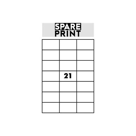SPARE PRINT PREMIUM Samolepicí etikety bílé, 100 archů A4 v krabici (1arch/21x etiketa 70x42,3mm)