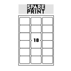 SPARE PRINT PREMIUM Samolepicí etikety bílé, 100 archů A4 v krabici (1arch/18x etiketa 68x47mm)