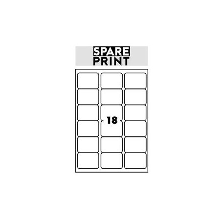 SPARE PRINT PREMIUM Samolepicí etikety bílé, 100 archů A4 v krabici (1arch/18x etiketa 68x47mm)