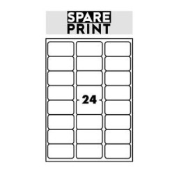SPARE PRINT PREMIUM Samolepicí etikety bílé, 100 archů A4 v krabici (1arch/24x etiketa 68x36mm)