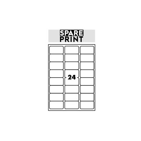SPARE PRINT PREMIUM Samolepicí etikety bílé, 100 archů A4 v krabici (1arch/24x etiketa 68x36mm)