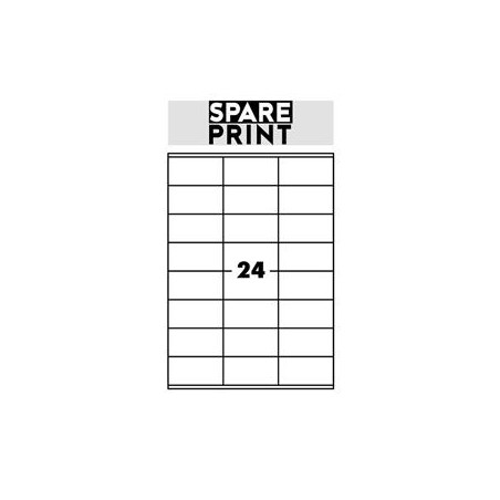 SPARE PRINT PREMIUM Samolepicí etikety bílé, 100 archů A4 v krabici (1arch/24x etiketa 70x36mm)