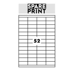 SPARE PRINT PREMIUM Samolepicí etikety bílé, 100 archů A4 v krabici (1arch/52x etiketa 52,5x21,2mm)