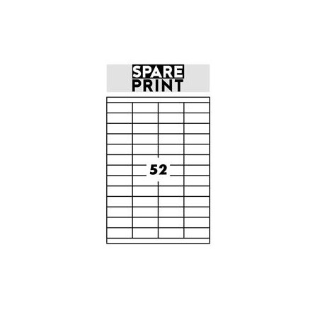 SPARE PRINT PREMIUM Samolepicí etikety bílé, 100 archů A4 v krabici (1arch/52x etiketa 52,5x21,2mm)