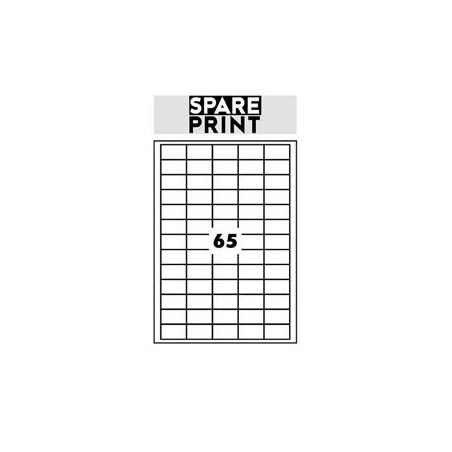 SPARE PRINT PREMIUM Samolepicí etikety bílé, 100 archů A4 v krabici (1arch/65x etiketa 38x21mm)
