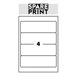SPARE PRINT PREMIUM Samolepicí etikety bílé, 100 archů A4 v krabici (1arch/4x etiketa 192x61mm)
