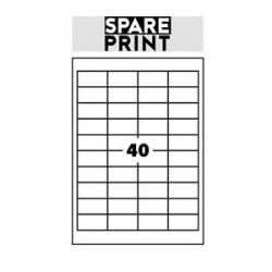 SPARE PRINT PREMIUM Samolepicí etikety bílé, 100 archů A4 v krabici (1arch/40x etiketa 48,5x25,4mm)