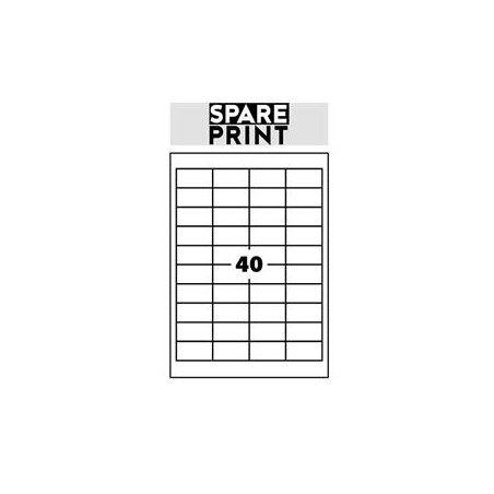 SPARE PRINT PREMIUM Samolepicí etikety bílé, 100 archů A4 v krabici (1arch/40x etiketa 48,5x25,4mm)