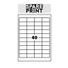 SPARE PRINT PREMIUM Samolepicí etikety bílé, 100 archů A4 v krabici (1arch/40x etiketa 48,5x25,4mm)