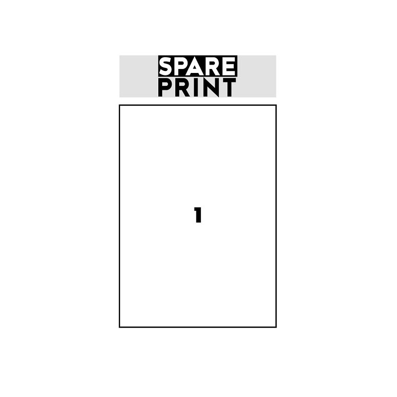 SPARE PRINT PREMIUM Samolepicí etikety bílé, 100 archů A4 v krabici (1arch/1x etiketa 210x297mm)