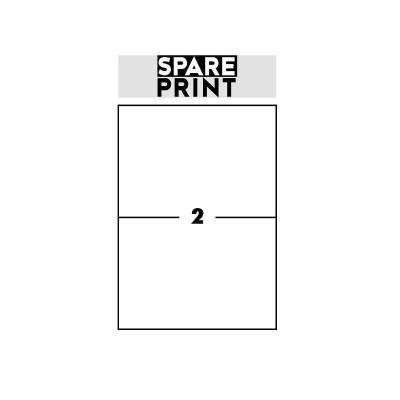 SPARE PRINT PREMIUM Samolepicí etikety bílé, 100 archů A4 v krabici (1arch/2x etiketa 210x148,5mm)