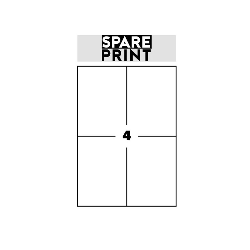 SPARE PRINT PREMIUM Samolepicí etikety bílé, 100 archů A4 v krabici (1arch/4x etiketa 105x148mm)