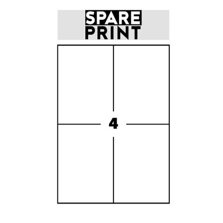 SPARE PRINT PREMIUM Samolepicí etikety bílé, 100 archů A4 v krabici (1arch/4x etiketa 105x148mm)