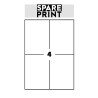 SPARE PRINT PREMIUM Samolepicí etikety bílé, 100 archů A4 v krabici (1arch/4x etiketa 105x148mm)