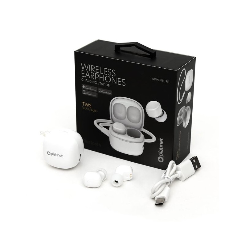 PLATINET TWS EARBUDS PM1001W BT V5.3 + CHARGING CASE 180mAh MIDNIGHT WHITE