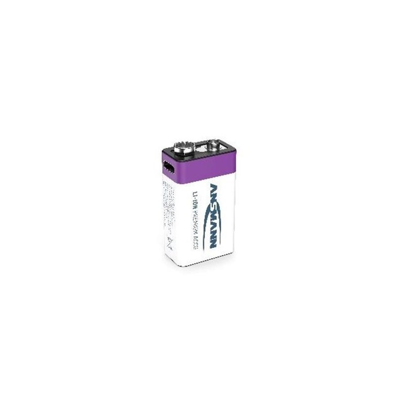 Ansmann Li-ion 9V Block, min 340mAh, s nabíjecí elektronikou, USB-C