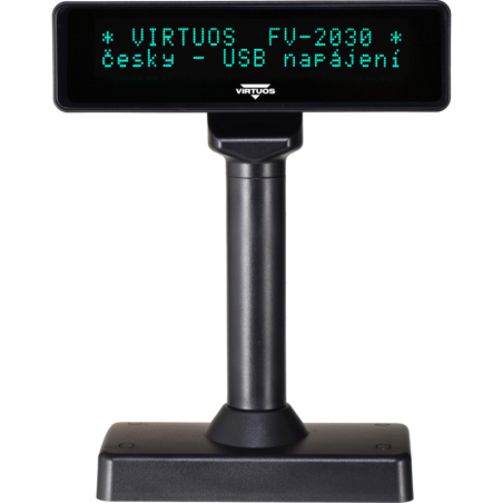 Virtuos VFD zákaznický displej Virtuos FV-2030B 2x20 9mm, USB, černý