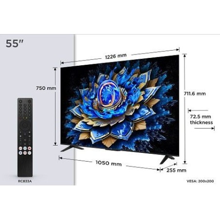 TCL 55T69C SMART TV 55" QLED/4K UHD/Direct LED/3xHDMI/USB/LAN/GoogleTV