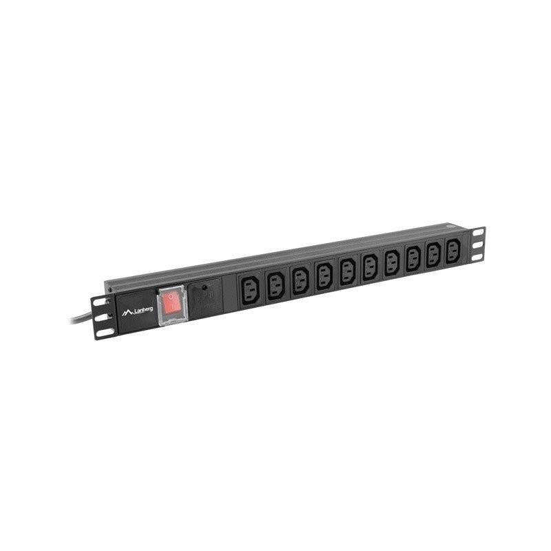Lanberg 19" 1U 10A 2M 10X zásuvek IEC C13 černá C14