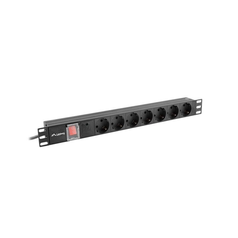 Lanberg napájecí Distribuční Jednotka (PDU) 19" 1U 10A 2M C14- 7X Schuko zásuvky černá C14