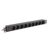 Lanberg napájecí Distribuční Jednotka (PDU) 19" 1U 16A 9X Schuko zásuvky 3M černá