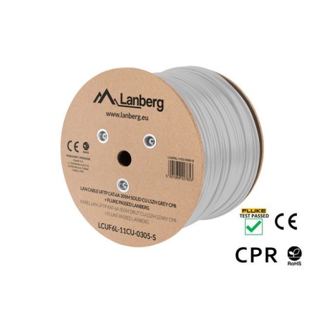Lanberg LAN Kabel CAT.6A UFTP 305M Solid CU LSZH Grey CPR + FLUKE PASSED