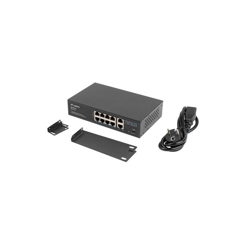 Lanberg Switch 8X 100MB PoE+/2X 1GB Unmanaged Rack 10"/19" Gigabit Ethernet 120W
