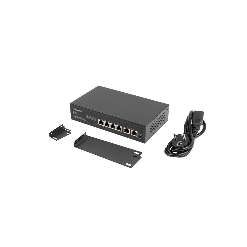 Lanberg Switch 4X 100MB PoE+/2X 100MB Unmanaged Rack 10"/19" Fast Ethernet 60W