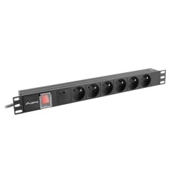 Lanberg napájecí Distribuční Jednotka (PDU) 19" 1U 16A 6X francouzské zásuvky 2M černá