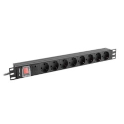 Lanberg napájecí Distribuční Jednotka (PDU) 19" 1U 16A 2M 8X Schuko zásuvky černá
