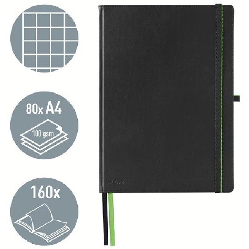 LEITZ Zápisník Complete, A4, čtvereček, černá